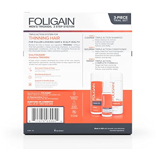 Foligain Triple Action Hair Loss System For Men with 10% Trioxidil